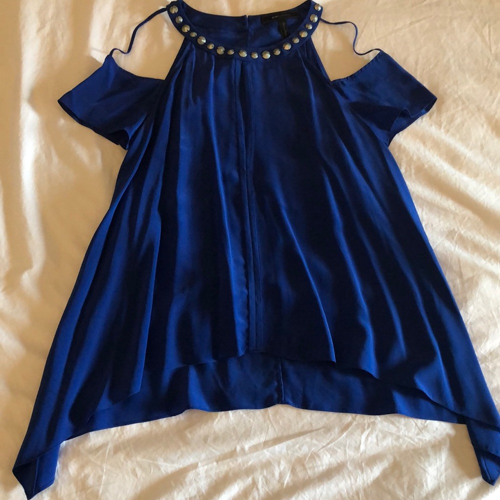 BCBG Max Azria Cold Shoulder Silk Top